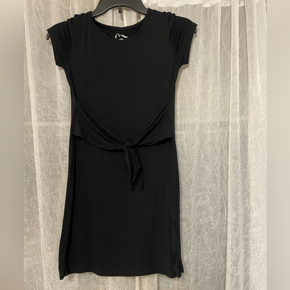 Art Class Short Sleeve Black Tie Dress